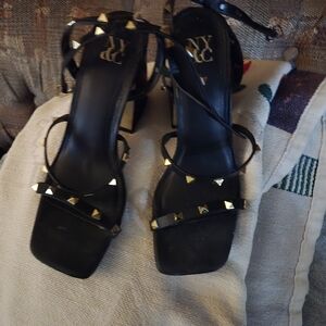 NYC Black and Gold Studded Heels